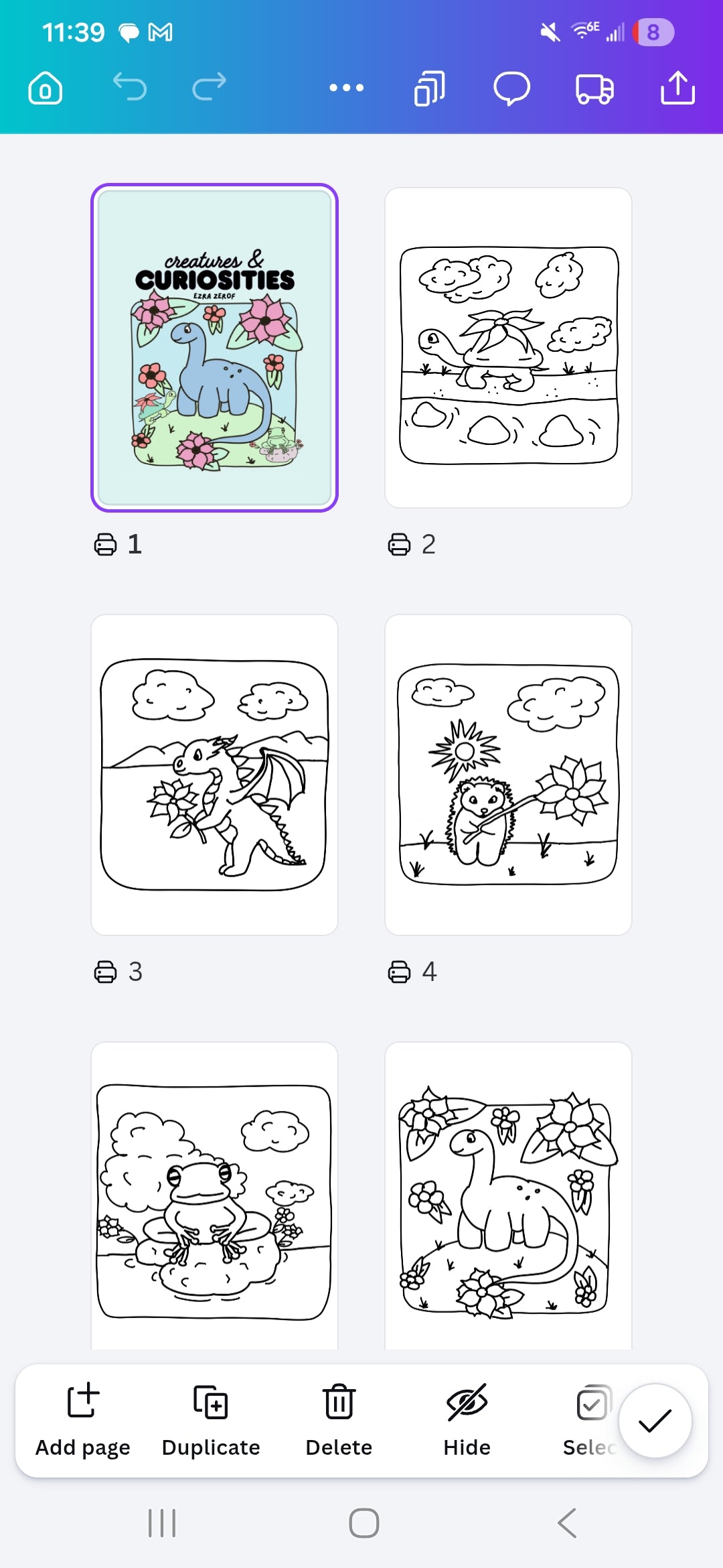 Creatures & Curiosities 8 Page Coloring Book Printable PDF File