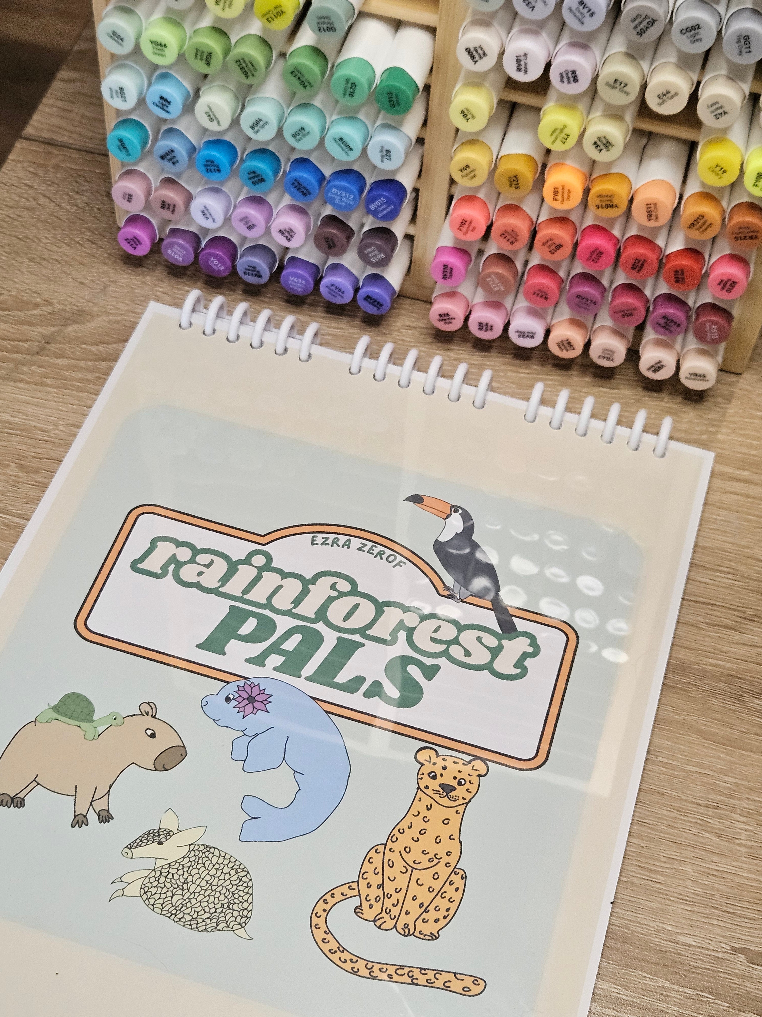 Rainforest Pals Coloring Book 20 Coloring Pages on 110lb Cardstock Paper Bold Designs for All Ages